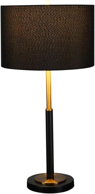 Audara-Luxury Postmodern Study Bedroom Desk Light Simple Living Room Sofa Beside Bedside Desk Lamp Fashion Black Cylinder Fabric Table Lamp Hotel Front Desk Coffee Shop B&B Lighting Fixture