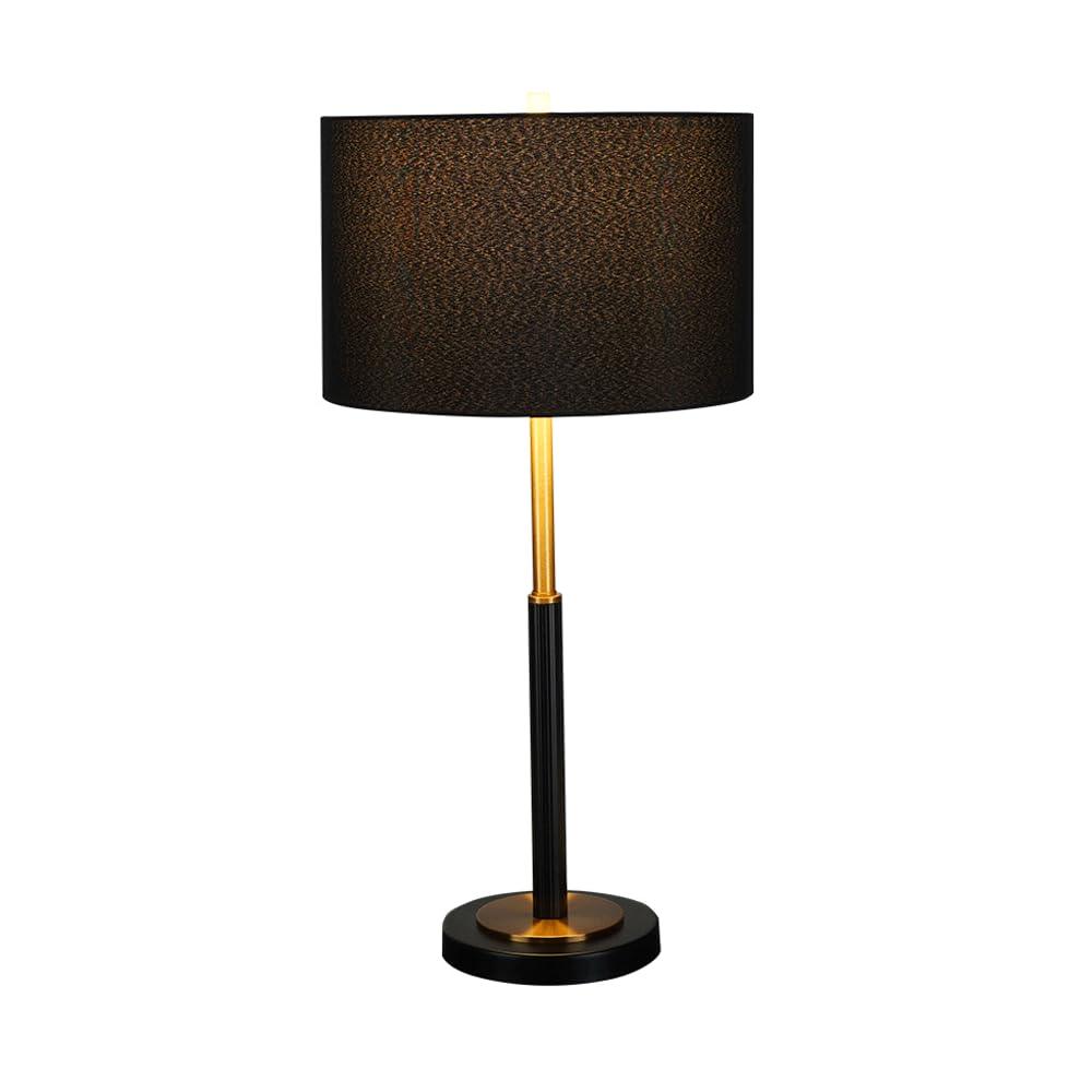 Audara-Luxury Postmodern Study Bedroom Desk Light Simple Living Room Sofa Beside Bedside Desk Lamp Fashion Black Cylinder Fabric Table Lamp Hotel Front Desk Coffee Shop B&B Lighting Fixture