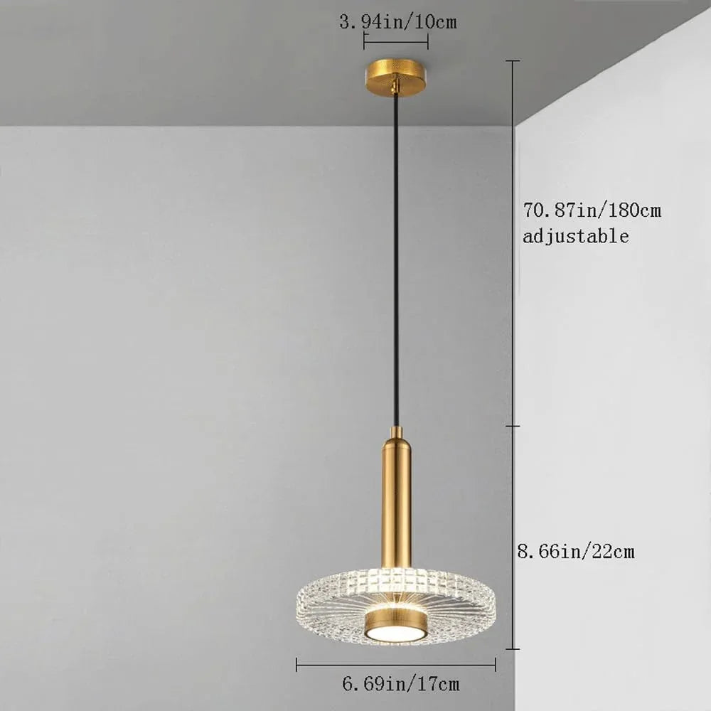 Audara-6.69-inch Crystal Pendant Light, European Modern Minimalist Style, Suitable for Installation in Various Spaces Such As Bedrooms, Hotels, Restaurant Entryways, Cafes, and Kitchen Islands.