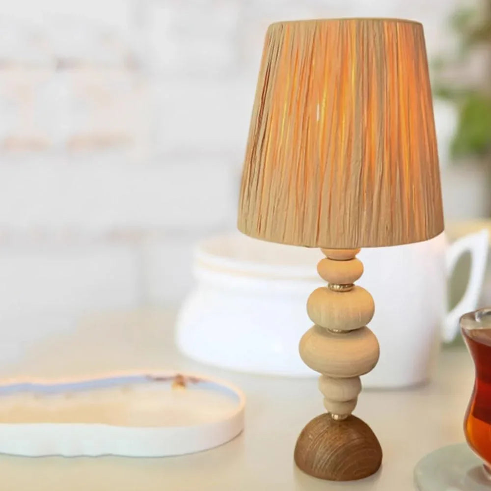 Audara-Wabi-sabi Style Vintage B&B Cafe Dining Room Desk Light Japanese Art Wood Desk Lamp Club Mall Table Lamp Model Home Backdrop Bedroom Living Room Lighting Fixture