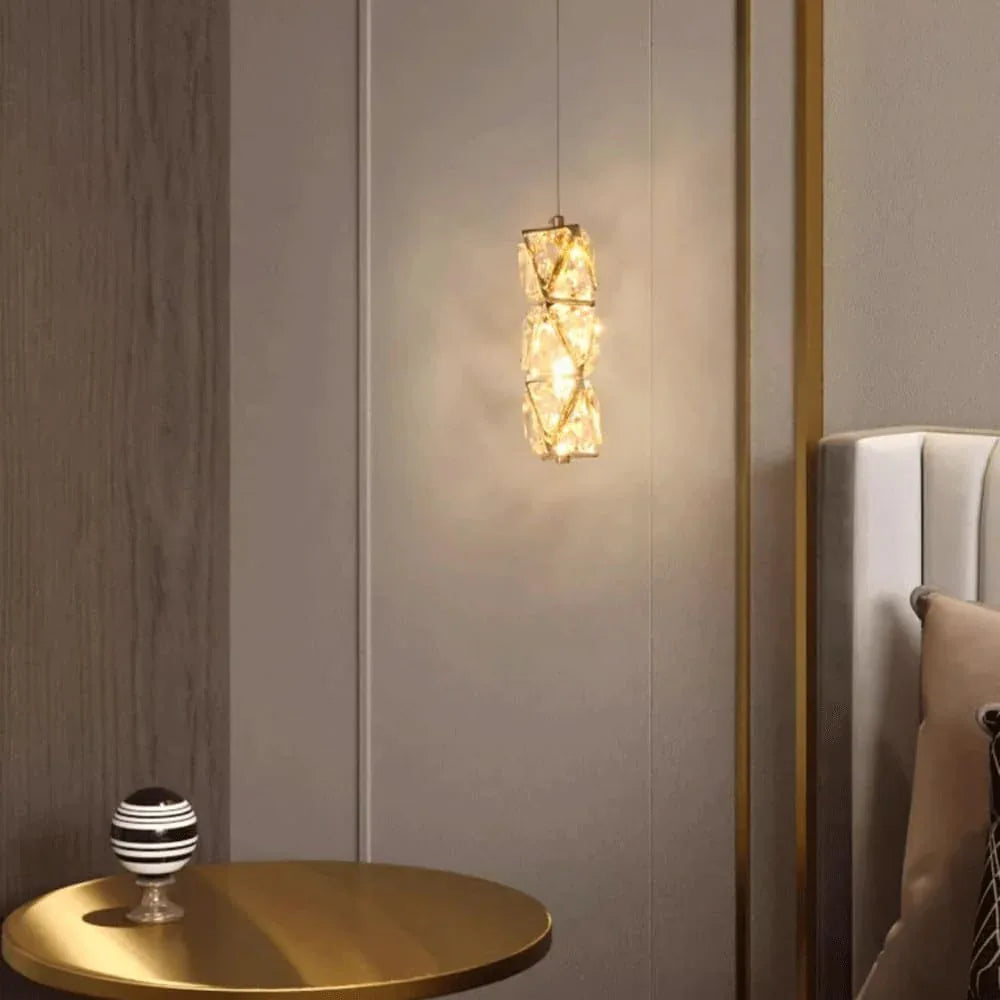 Audara-Small Crystal Pendant Light, 3-inch Diameter, Modern Minimalist Bohemian Style Decorative Lamp, Suitable for Various Spaces Such As Bedrooms, Hotels, Entryways, and Cafes