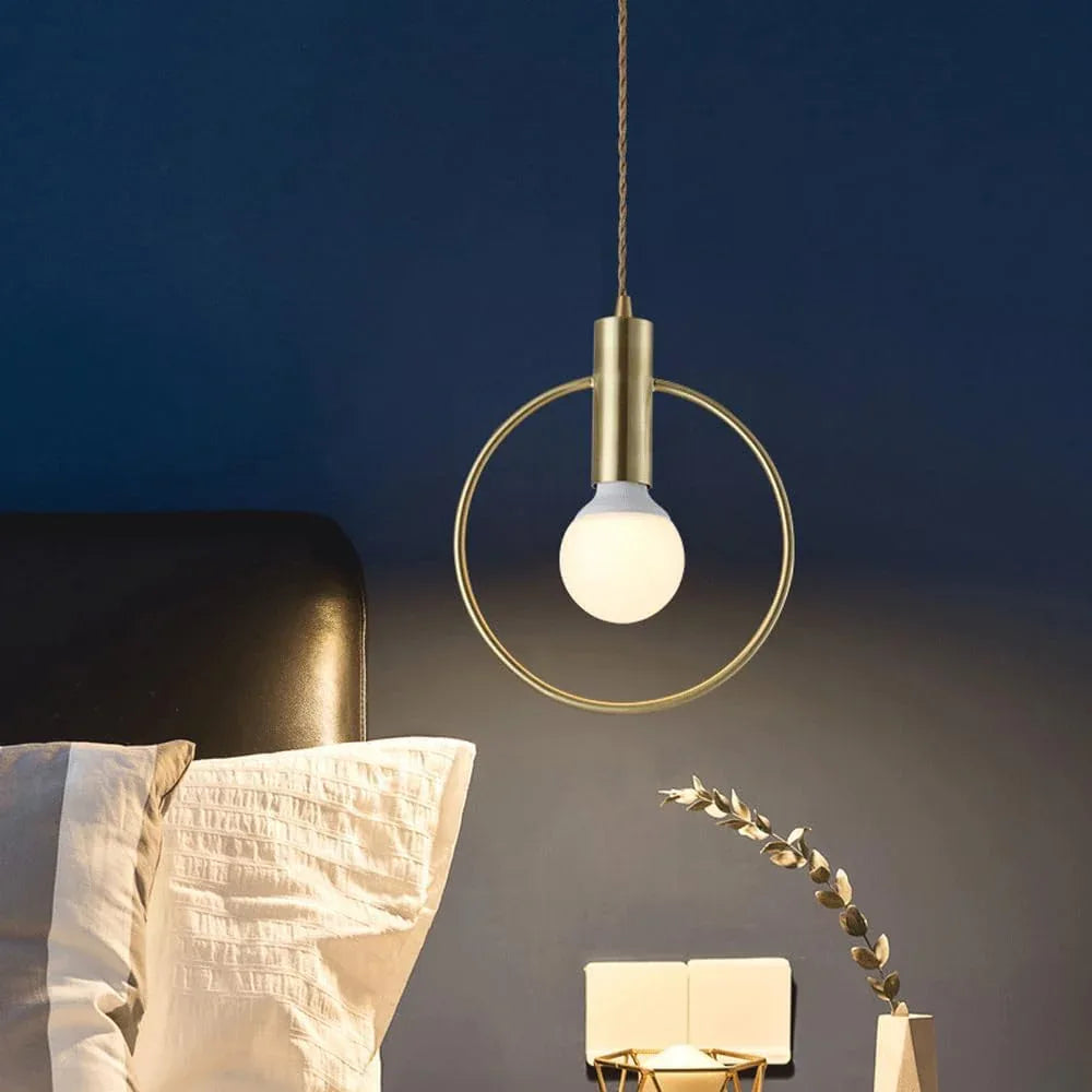 Audara-Modern Minimalist Aluminum Circle Pendant Light Personalized Creative Bedroom Bedside Hanging Lampe Kitchen Dining Room E27 Screw Chandeliers Living Room Sofa Background Decoration Lighting Fixture