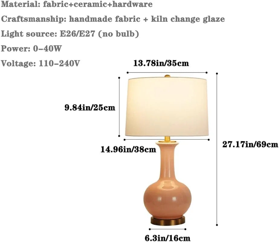 Audara-Elegant Warm Cloth Pink Ceramic Desk Light New Chinese Elegant Hotel Guest Room B&B Desk Lamp Farmhouse Coffee Shop Living Room Study Room Table Lamp Restaurant Club Lighting Fixture