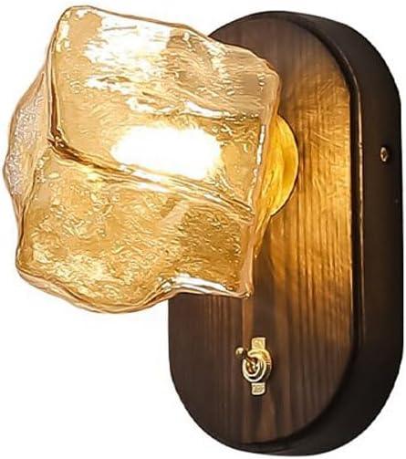Audara-American Vintage Glass Wall Lamp Chinese Ancient Living Room Background Wall Corridor Entrance Wall Lights 7.87in Bedroom Bedside Study Reading Wall Sconces Suitable For B&B Foyer Lighting Fixture