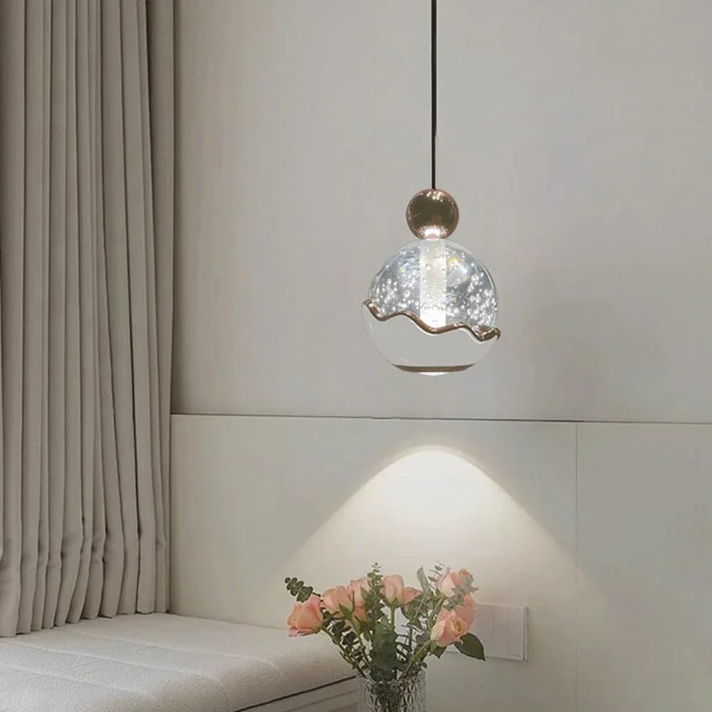 Audara-4-in Crystal Pendant Light, Decorative Lighting Fixture, Bohemian Style, European Minimalist Style, Suitable for Bedrooms, Hotel Entryways, Kitchen Islands, and Other Scenarios.