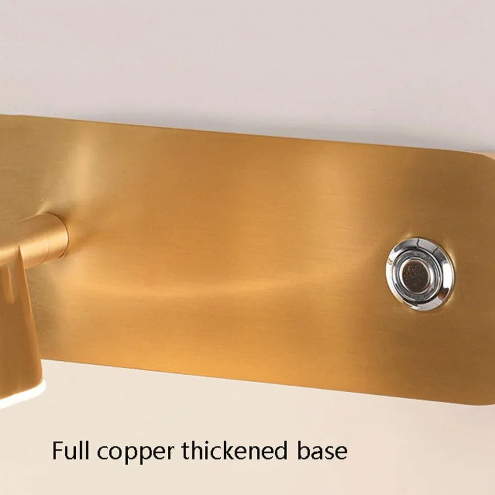 Audara-Scandinavian Full Copper Wall Lamp Living Room Bedroom Backdrop Wall Lights Mid Century Style Sensor LED Sconces Corridor Aisle Stairs Mounted Lighting Fixture