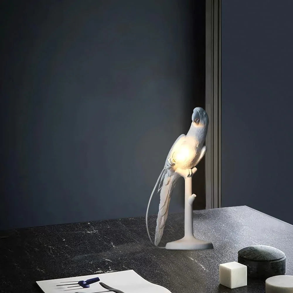Audara-Scandinavian Creative Parrot Resin Desk Light Simple Bedroom Bedside Living Room Desk Lamp Cupboard Study Teahouse Table Lamp Clubhouse Villa Restaurant Coffee Shop Lighting Fixture