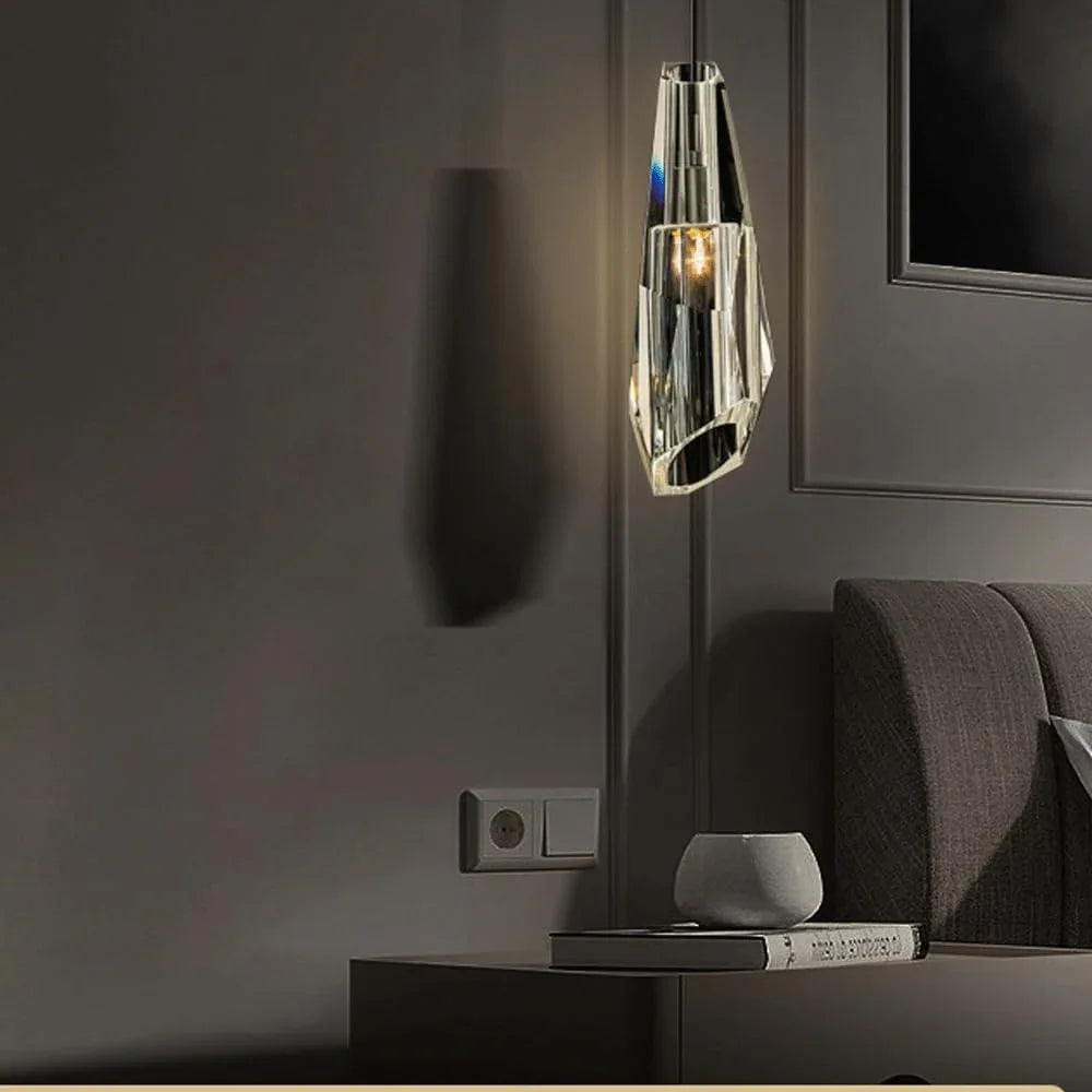 Audara-4-inch Modern Minimalist Light Fixtures. Small in Size, Suitable for Various Spaces Including Bedrooms, Kitchen Islands, Dining Rooms, Hotels, Bars, and Cafes. Crystal Pendant Light.