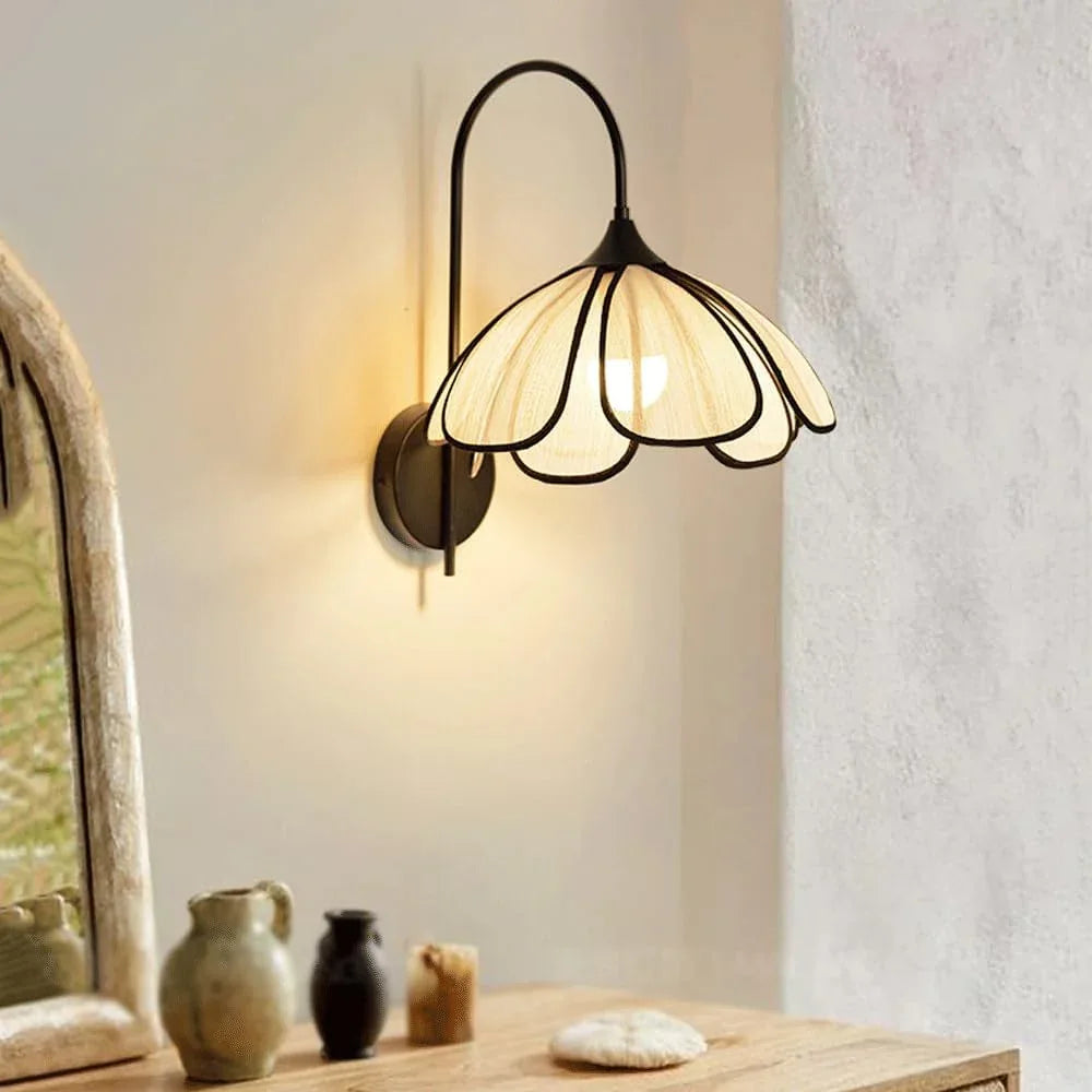 Audara-French Cream Wind Wall Lamp Scandinavia Simple Dining Room Wall Lights Living Room Bedroom Premium Sense Sconces Medieval Style Petal Decoration Mounted Lighting Fixture