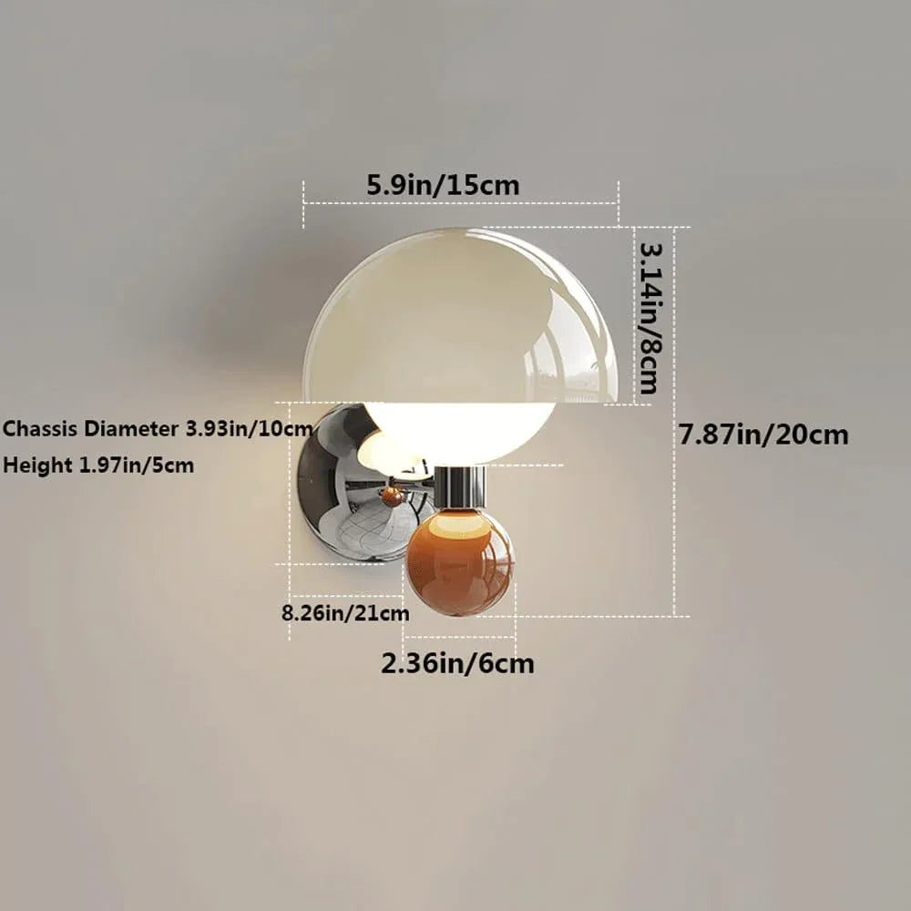 Audara-French Cream Mushroom Iron Wall Lamp Modern Bedroom Bedside Living Room Backdrop Wall Lights LED Tri-Color Cloakroom Study Reading Wall Sconces for Staircase Entryway Balcony Lighting Fixture