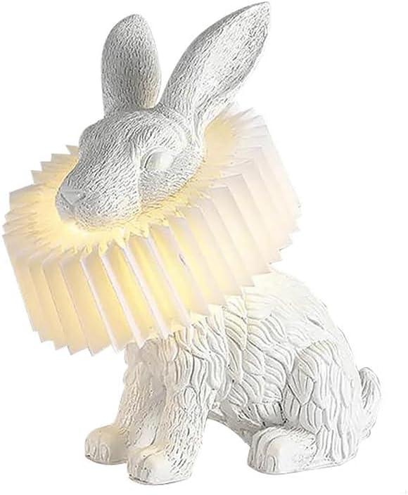 Audara-Postmodern Creative Children's Room Bedroom Desk Light Simple White Rabbit Shape Resin Desk Lamp Living Room Study Room Background Wall Table Lamp Showroom Showcase Club Lighting Fixture
