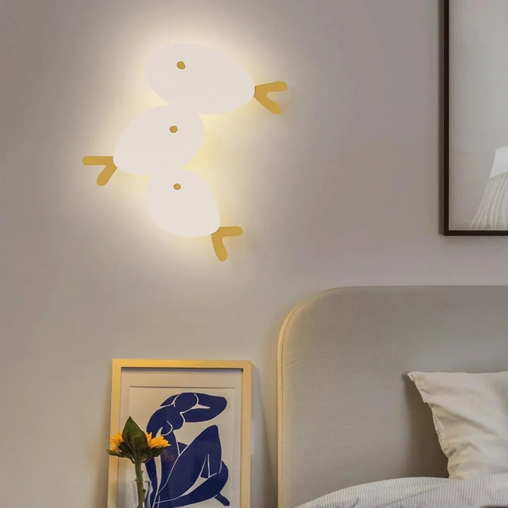 Audara-Children's Room Little Fish Art Wall Lamp Bedroom Bedside LED Wall Lights Creative Cream Wind Entryway Sconces Living Room Study Stairs Mounted Lighting Fixture