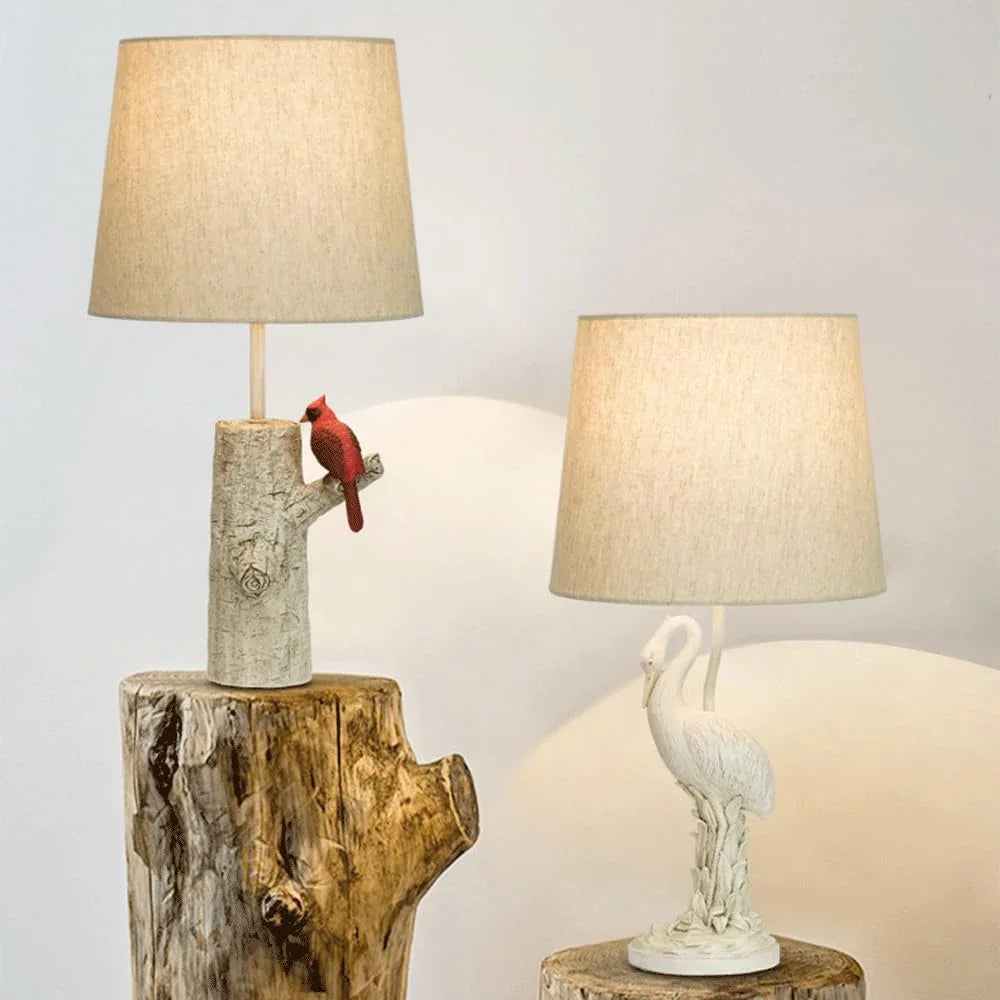 Audara-American Vintage Bedroom Bedside Study Desk Light Designer Model Fabric Bird Shape Resin Desk Lamp Living Room Office Backdrop Table Lamp Hotel Front Desk Coffee Shop B&B Lighting Fixture