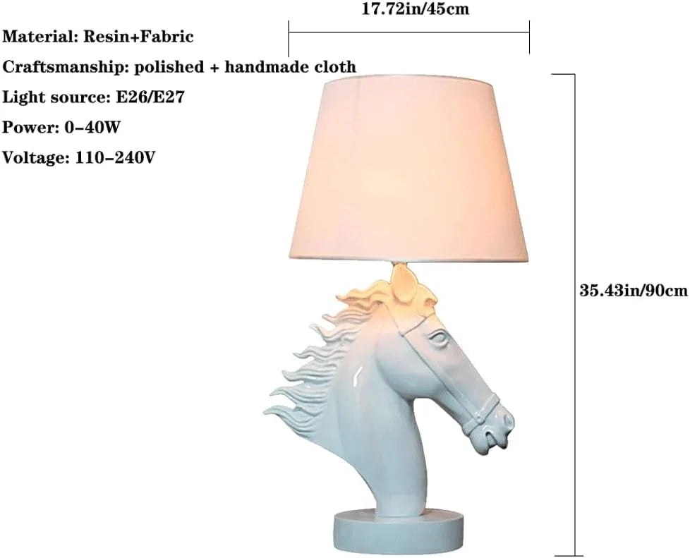 Audara-Scandinavian Creative Stallion Restaurant Cafe Desk Light Fashion Individuality Resin Fabric Desk Lamp Office Hotel Front Desk Table Lamp B&B Villa Club Lighting Fixture