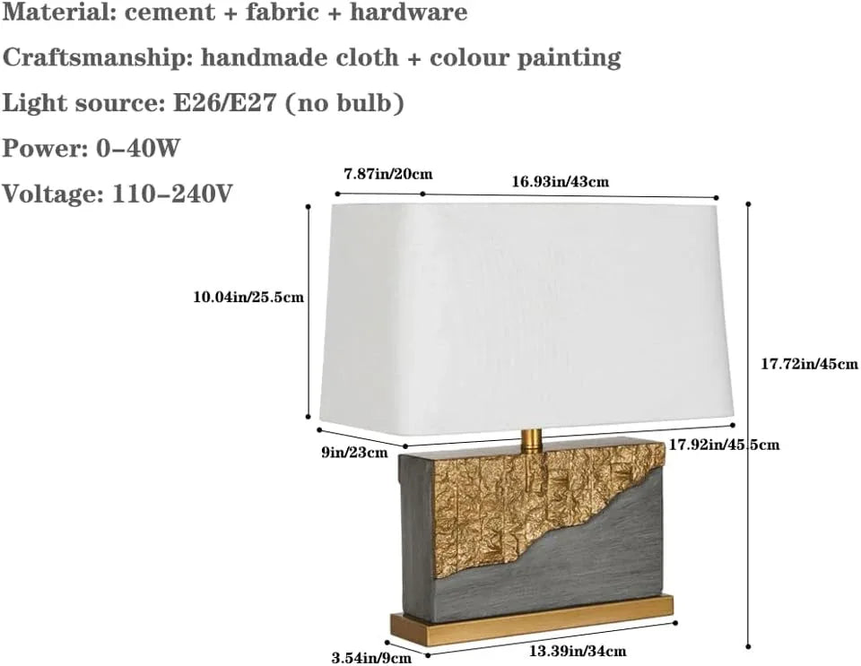 Audara-High-end Hotel Study Office Desk Light Light Luxury Creative Cement Fabric Desk Lamp Living Room Bedroom Model Room Table Lamp Club Restaurant Coffee Shop Decoration Lighting Fixture