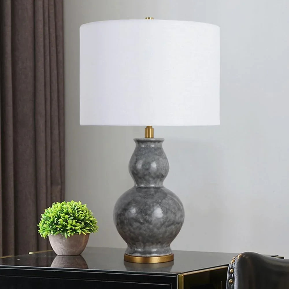 Audara-New Chinese Creative Gourd Shaped Ceramic Desk Light Luxury Living Room Office Study Desk Lamp Bedroom Apartment Coffee Shop Table Lamp Villa Farmhouse Cafe Club Lighting Fixture