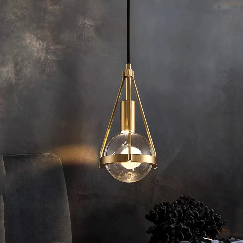 Audara-Creative Crystal Pendant Light, 5-inch Diameter, Small Hanging Decorative Light Fixture, Modern Minimalist and Bohemian Style, Suitable for Bedrooms, Hotels, Kitchens, Islands, Entryways, Etc.