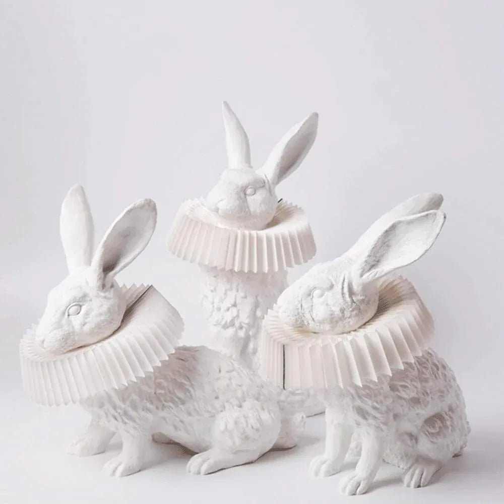 Audara-Postmodern Creative Children's Room Bedroom Desk Light Simple White Rabbit Shape Resin Desk Lamp Living Room Study Room Background Wall Table Lamp Showroom Showcase Club Lighting Fixture