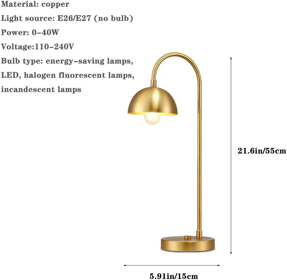 Audara-Scandinavian Simple Bedroom Bedside Desk Light Warehouse Office Study Desk Lamp Modern Luxury Full Copper Table Lamp Hotel Front Desk Coffee Shop Farmhouse Lighting Fixture