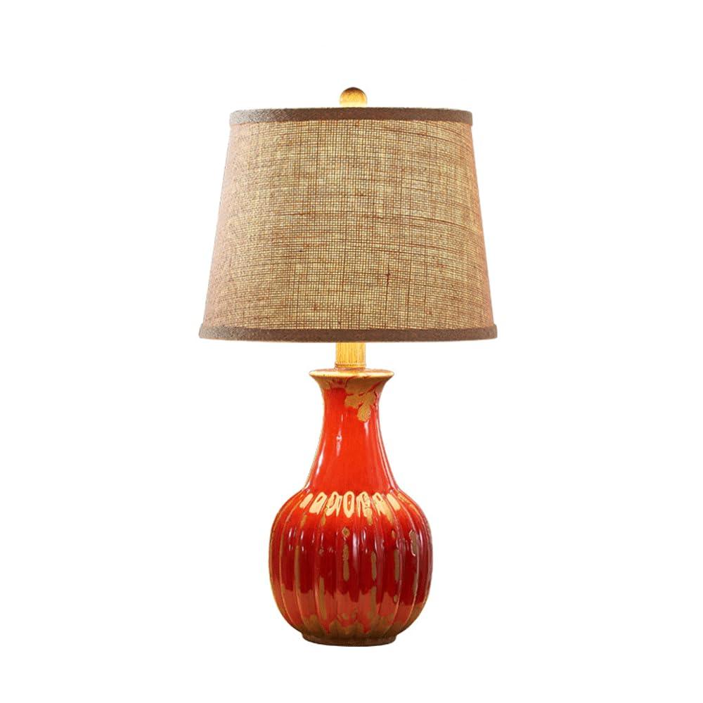 Audara-American Vintage Bedroom Study Living Room Desk Light European Style Fabric Ceramic Desk Lamp Office Wedding Wall Table Lamp Mall Hotel Front Desk Coffee Shop Lighting Fixture Red