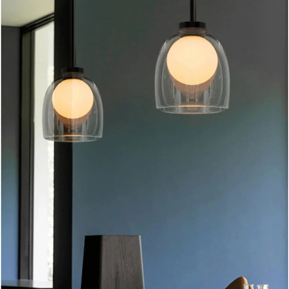 Audara-7-inch Glass Pendant Lights in A Smoky Gray Gradient, Featuring A Modern Minimalist European Style. Suitable for Bedrooms, Hotels, Cafes, Restaurants, Entryways, and Other Spaces