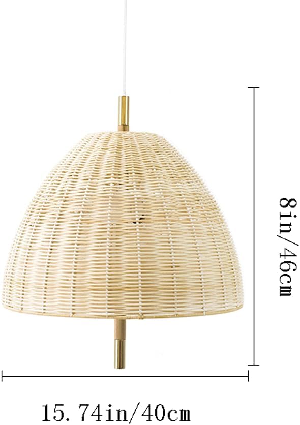 Audara-16in Woven Rattan Pendant Light Bohemian & Wabi-Sabi Style Multi-Functional Ceiling Light Fixture Suitable for Bedrooms, Hotels, Study Rooms, Dining Areas, Entryways, and More Retro Lamp