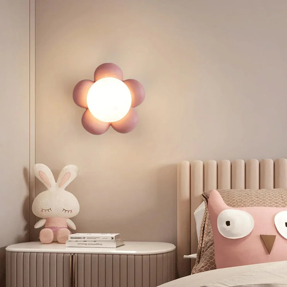 Audara-Japanese Wabi-sabi Style Flower Wall Lamp Scandinavian Cream Wind Balcony Wall Lights Entryway Aisle Corridor Sconces Bedroom Study Stairs Decorative Mounted Lighting Fixture