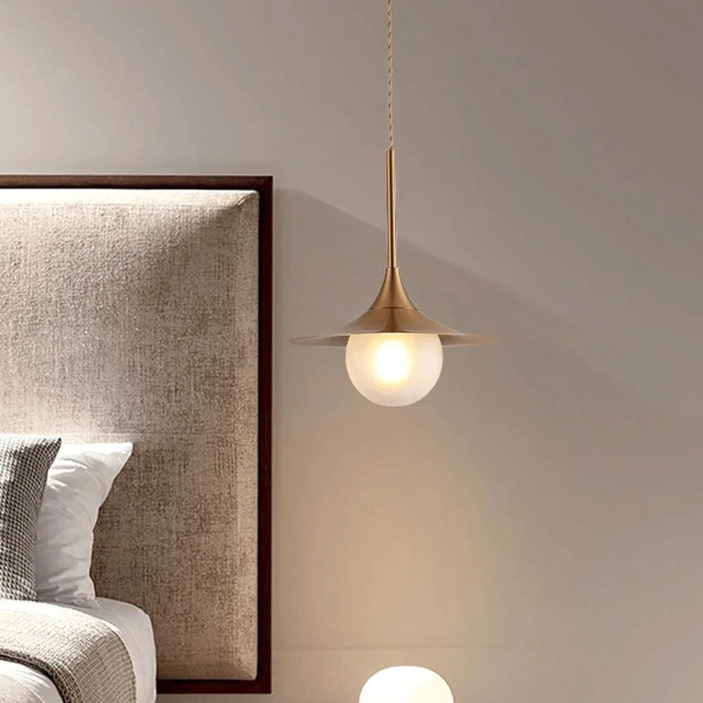 Audara-Modern Minimalist Bedroom Bedside Aluminum Pendant Light Creative 10.23in Copper Disc Hanging Lampe E27 Screw-in Chandeliers Scandinavian Hotel Living Room Decor Lighting Fixture