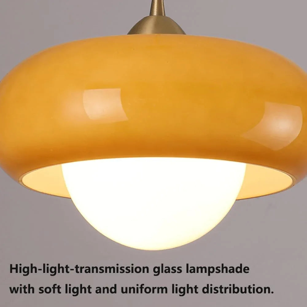 Audara-Japanese Bedroom Bedside Glass Pendant Light Modern Creative Brass Single Head Hanging Lampe Personalized Living Room Sofa Background Chandeliers Hotel Restaurant B&B Decoration Lighting Fixture