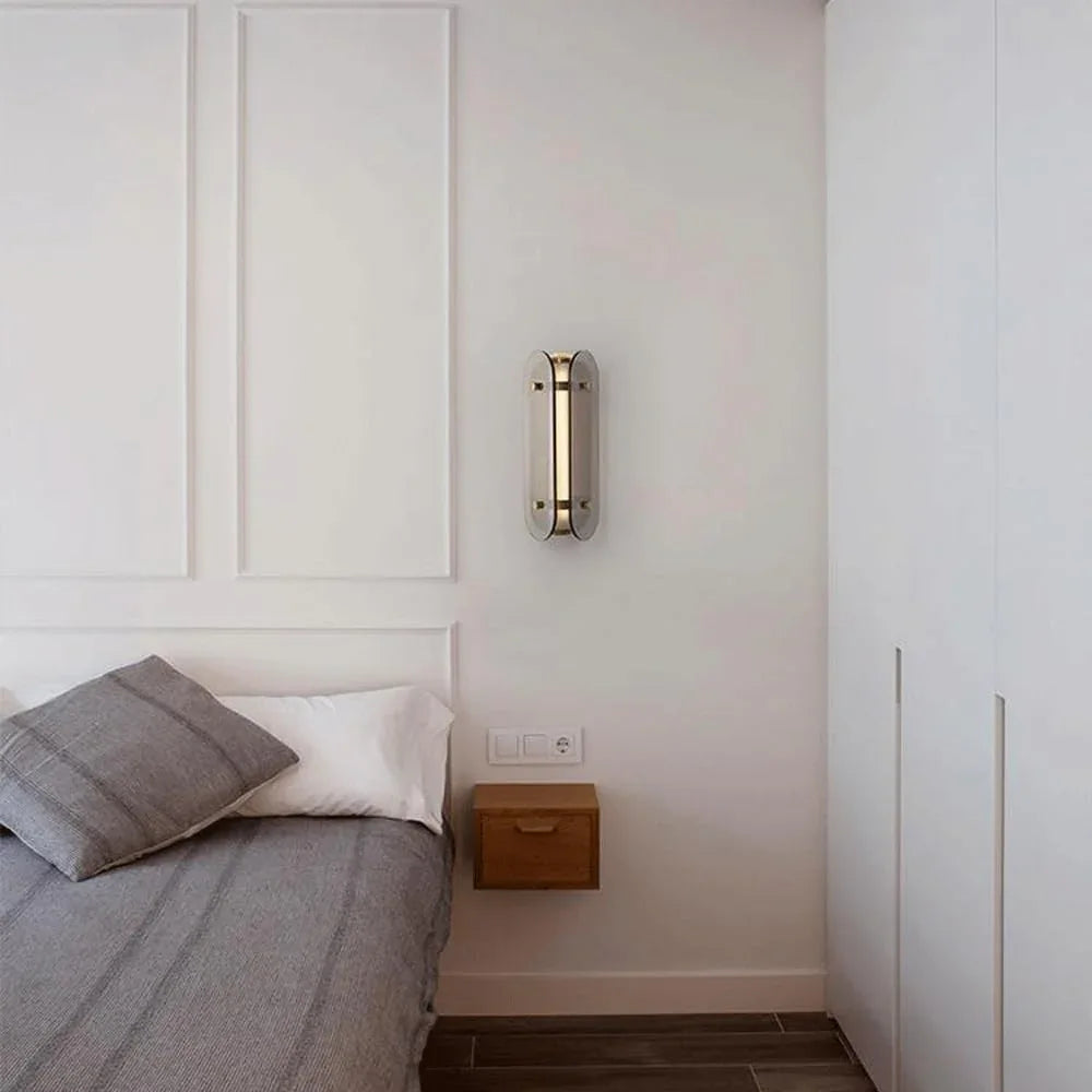 Audara-Scandinavian Simple Bedside Wall Lamp Personalised Bedroom Glass Wall Lights Living Room Background Wall Sconces Aisle Corridor Entrance Mounted Lighting Fixture