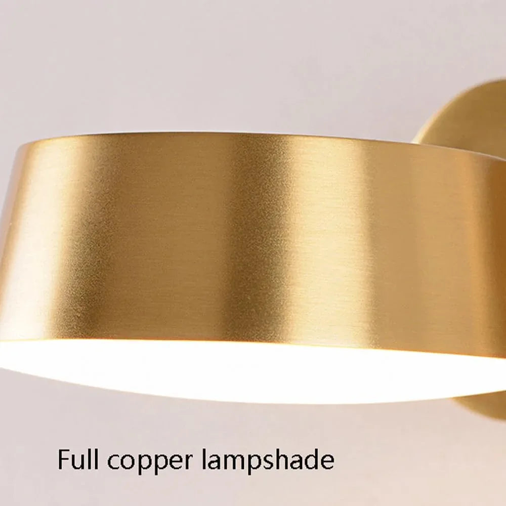 Audara-Scandinavian Full Copper Wall Lamp Living Room Bedroom Backdrop Wall Lights Mid Century Style Sensor LED Sconces Corridor Aisle Stairs Mounted Lighting Fixture