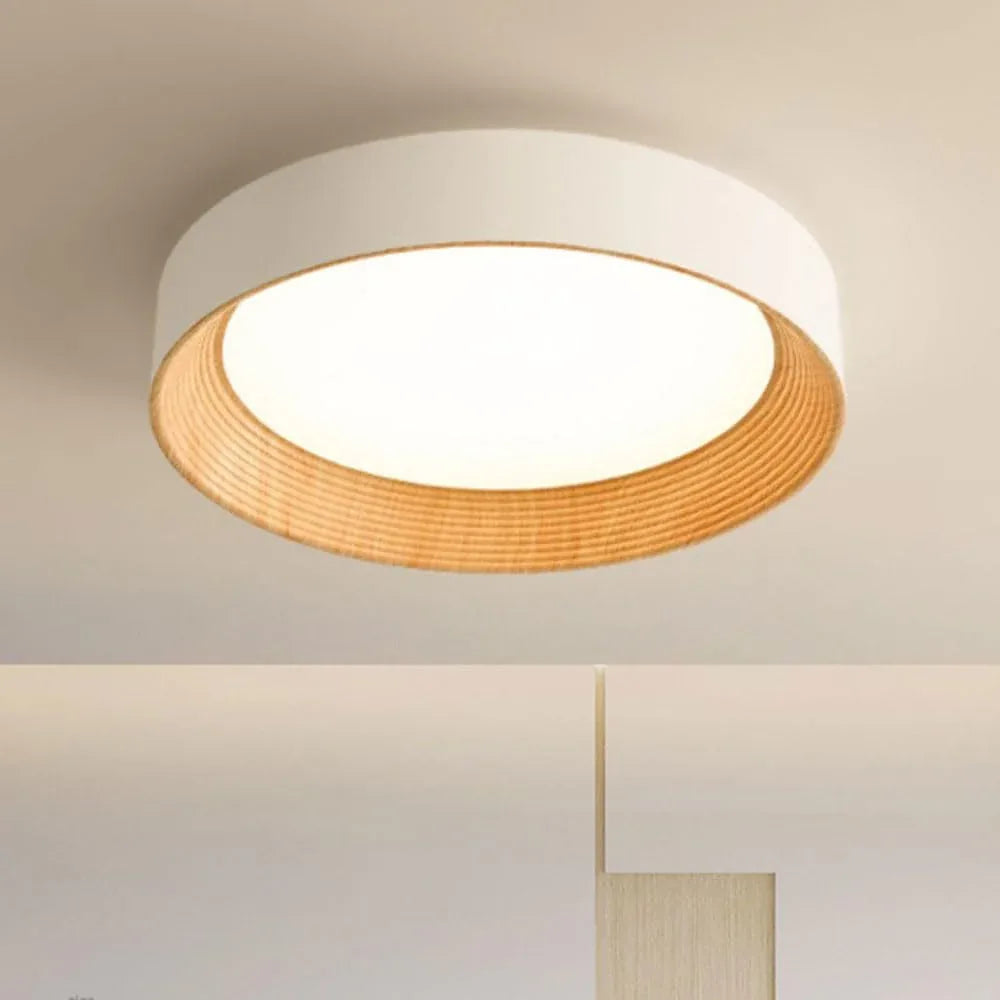 Audara-Modern Eye Care Ceiling Light Log Wind Led Bedroom Study Ceiling Lampled Round Simple Household Room Balcony Ceiling Fixtures Embedded Three Color Variable Light Lighting Fixture (48W)