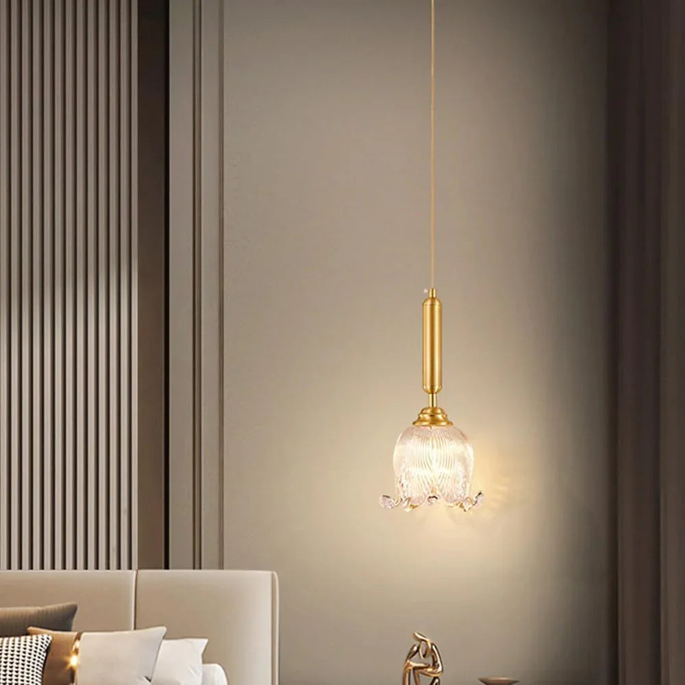Audara-7-inch Diameter Crystal Pendant Light, Flower-Shaped Decorative Lamp, Bohemian Style, European Minimalist Style, Suitable for Bedrooms, Hotel Entryways, Kitchen Islands, and Other Scenarios