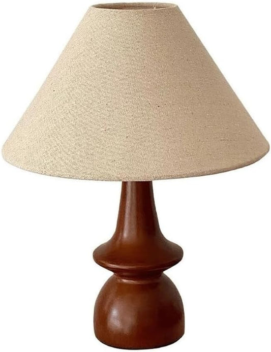 Audara-Wood Colour Vintage Rubberwood Fabric Desk Light Nature Farmhouse B&B Villa Desk Lamp Warm Living Room Bedroom Office Table Lamp Club Library Apartment Dining Room Lighting Fixture