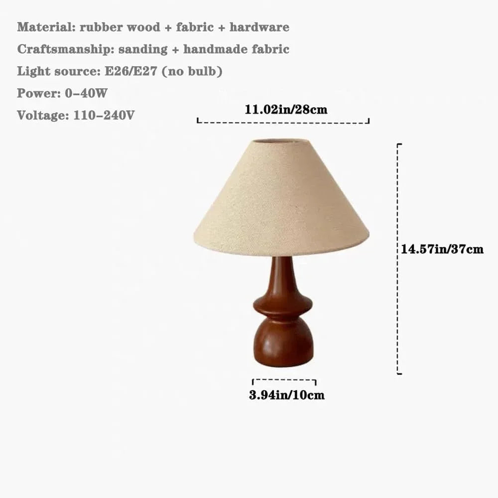 Audara-Wood Colour Vintage Rubberwood Fabric Desk Light Nature Farmhouse B&B Villa Desk Lamp Warm Living Room Bedroom Office Table Lamp Club Library Apartment Dining Room Lighting Fixture