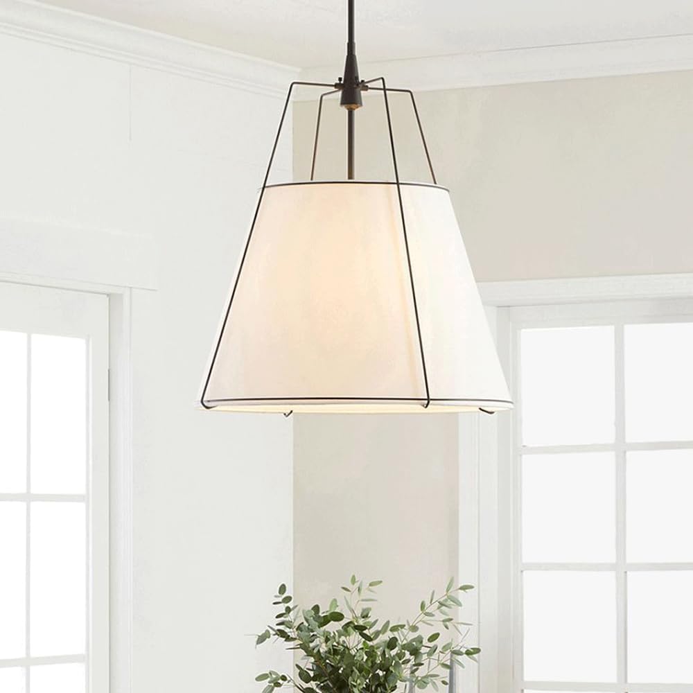 Audara Lámpara Colgante de Tela Blanca Hecha a Mano, Lámpara Colgante Sencilla, Base E26, Diámetro 15.7 pulgadas, Candelabros para Sala de Estar, Dormitorio, Estudio, Pasillo, Vestíbulo de Ascensor, Loft, B&B, Lámpara de Iluminación para Comedor