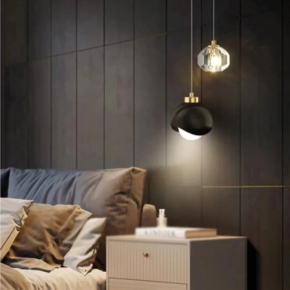 Audara-Crystal Pendant Light, Small-Sized Decorative Bedroom Chandelier, Modern and Light Luxury Style, Suitable for Various Spaces Such As Hotels, Kitchen Islands, Entryways, and Cafes