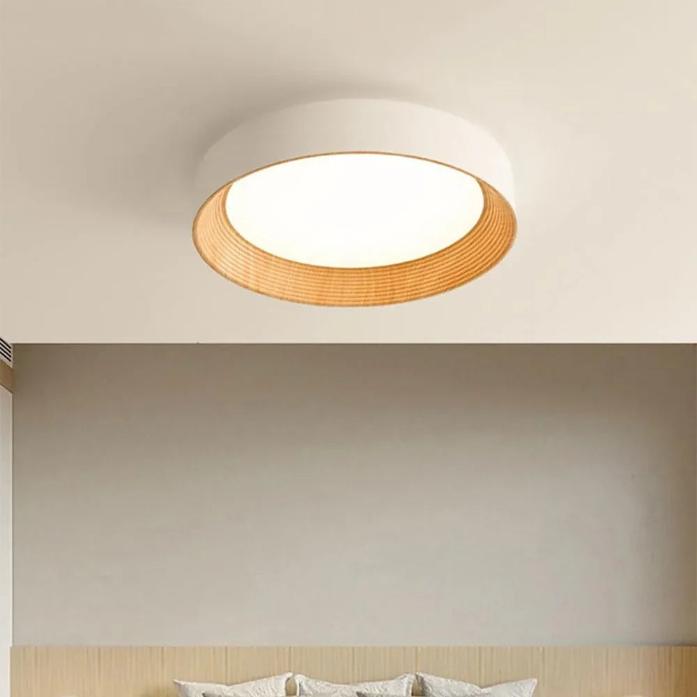 Audara-Modern Eye Care Ceiling Light Log Wind Led Bedroom Study Ceiling Lampled Round Simple Household Room Balcony Ceiling Fixtures Embedded Three Color Variable Light Lighting Fixture (48W)