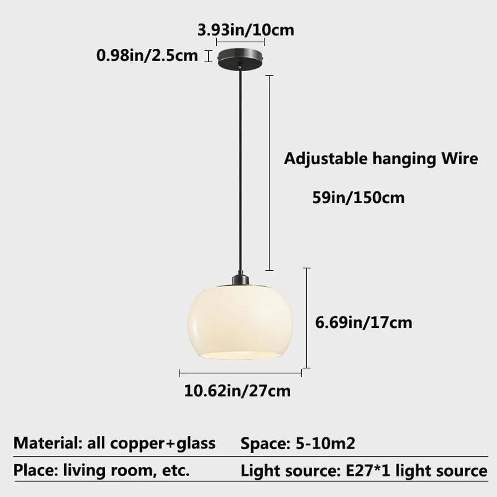 Audara-Modern Minimalist Dining Table Brass Pendant Light Cozy Study Cream Glass Hanging Lamp10.62in Bedroom Bedside Chandeliers Tea Room Hall Hallway Aisle Lighting Fixture