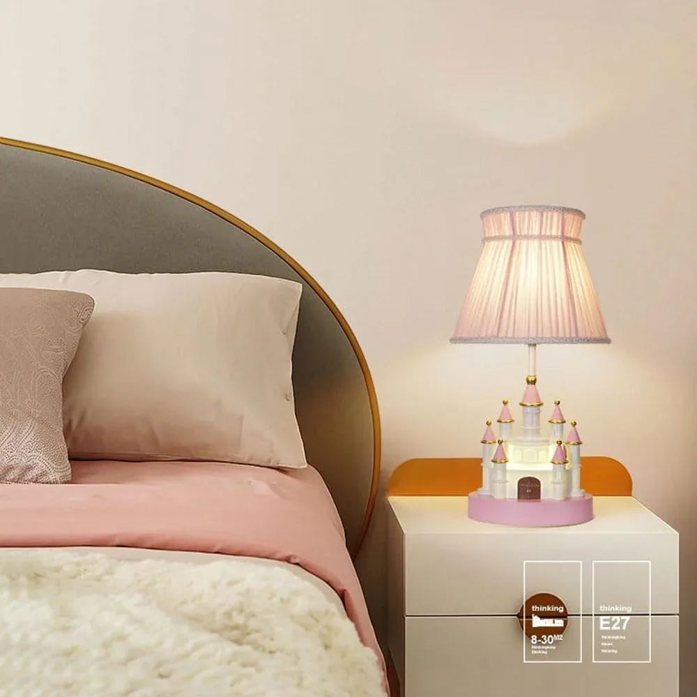 Audara-Cute Warm Kids Room Girls Room Desk Light Cartoon Creative Pink Castle Resin Desk Lamp Amusement Park Library School Table Lamp Kindergarten Dormitory Bedroom Lighting Fixture