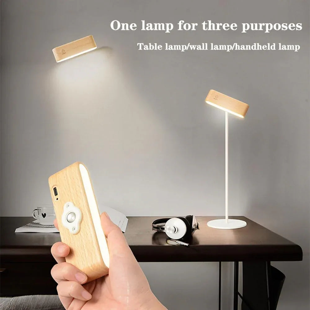 Audara-Minimalist Magnetic Adjustable Angle Solid Wood Desk Light Creative Rechargeable Handheld Small Wall Lamp Desk Lamp Dorm Room Dorm Room Bedroom Bed Small Table Lamp Restaurant Lighting Fixture