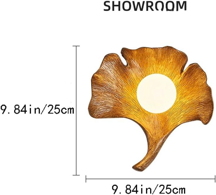 Audara-AULIGE Bedroom Bedside Wall Lamp Wabi-sabi Wind Resin Ginkgo Biloba Art Wall Lights Creative Entryway Aisle Sconces Living Room Background Wall Single Head Mounted Lighting Fixture