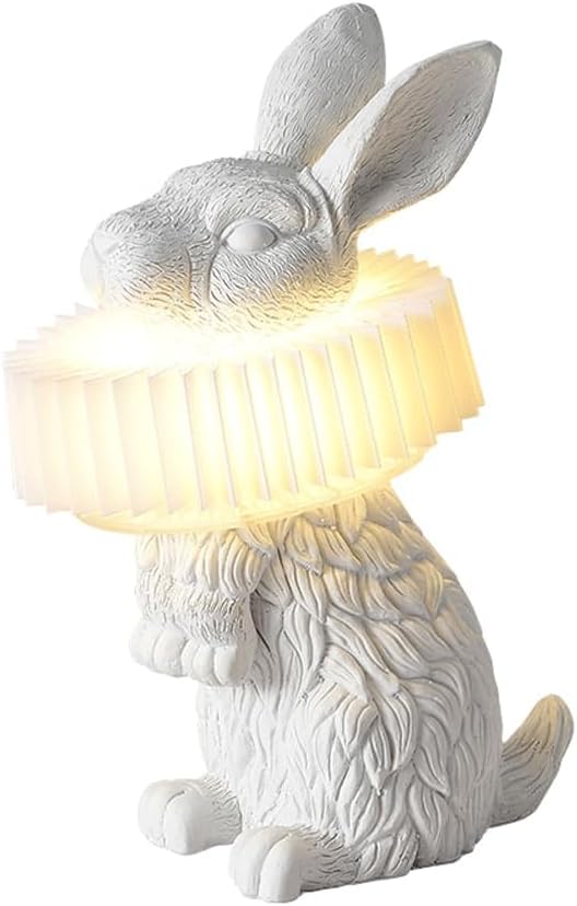 Audara-Postmodern Creative Children's Room Bedroom Desk Light Simple White Rabbit Shape Resin Desk Lamp Living Room Study Room Background Wall Table Lamp Showroom Showcase Club Lighting Fixture