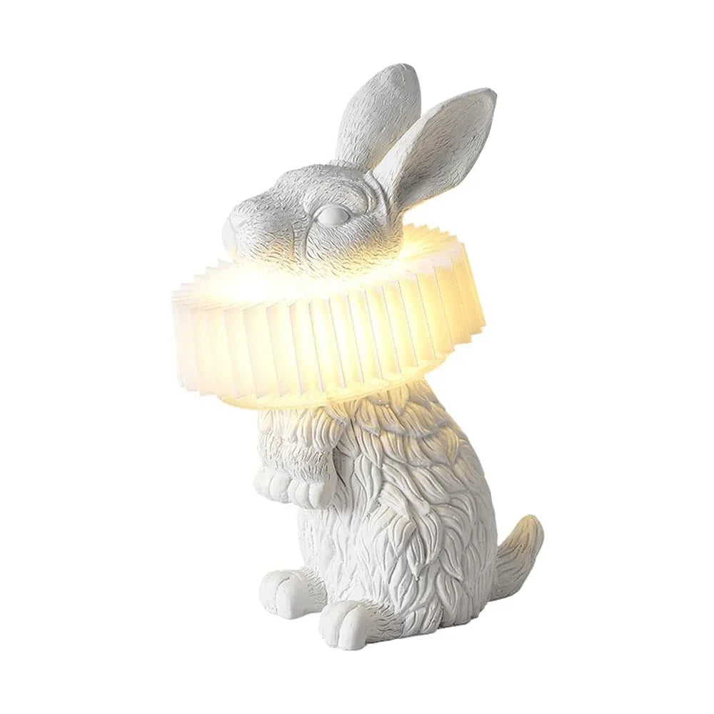 Audara-Postmodern Creative Children's Room Bedroom Desk Light Simple White Rabbit Shape Resin Desk Lamp Living Room Study Room Background Wall Table Lamp Showroom Showcase Club Lighting Fixture Standing