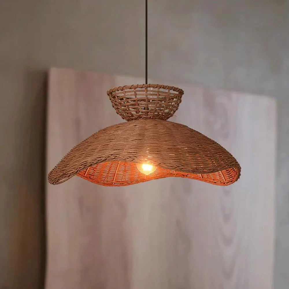 Audara-21in Woven Rattan Pendant Light Bohemian Wabi-Sabi Style Multi-Functional Ceiling Light Fixture Suitable for Bedrooms, Hotels, Study Rooms, Dining Areas, Entryways, and More Retro Lamp