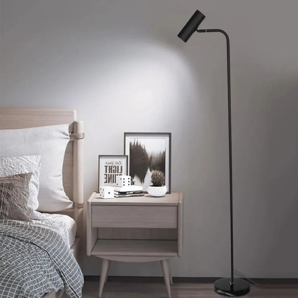 Audara-Simple 12W Tri-Colour Dimmer Reading Lamp Modern Black Marble Floor Lamp Office Bedroom Study Room Standing Lamp Showroom Club Decoration Lighting Fixture