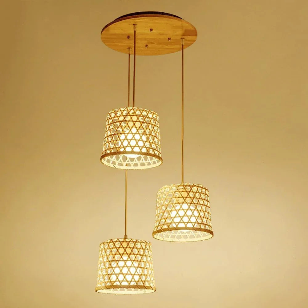 Audara-8-inch Handcrafted Bamboo Pendant Light Bohemian, Wabi-Sabi, Nordic Multi-Style Ceiling Light Fixture Suitable for Bedrooms, Hotels, Study Rooms, Dining Areas, Entryways, and More Retro Lamp
