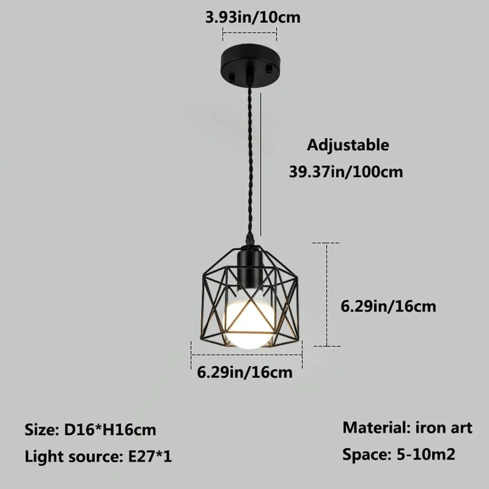 Audara-Modern Simple Iron Pendant Light Creative Birdcage Bedroom Bedside Hanging Lamp Study Hallway Balcony Single Head Chandeliers Hotel Restaurant Entrance Decoration Lighting Fixture