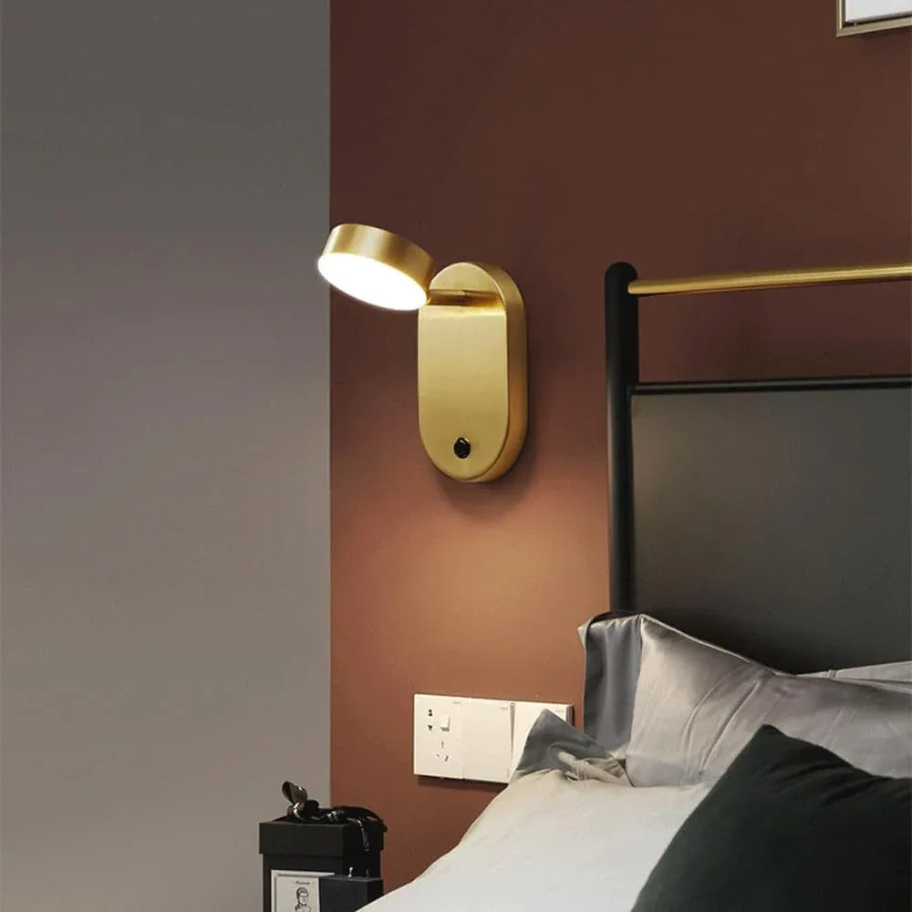 Audara-Scandinavian Light Luxury All Copper Wall Lamp Simple Living Room Background Wall Lights Rotatable Bedroom Bedside Sconces Aisle Corridor Entrance Mounted Lighting Fixture