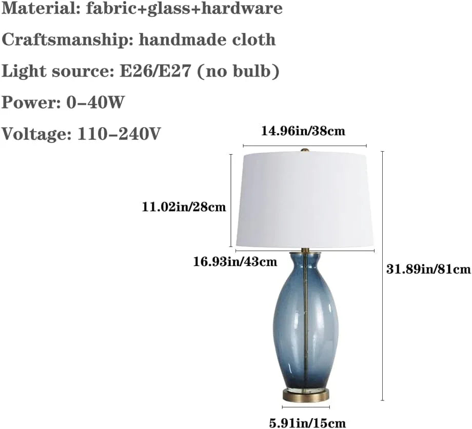 Audara-American High-end Model House Showroom Restaurant Desk Light European Light Luxury Fabric Glass Desk Lamp Living Room Study Room Bedroom Lighting Fixture Dormitory Office Hotel Front Desk Table Lamp